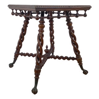 Antique Wooden Accent Table With Ball-and-Claw Feet For Sale