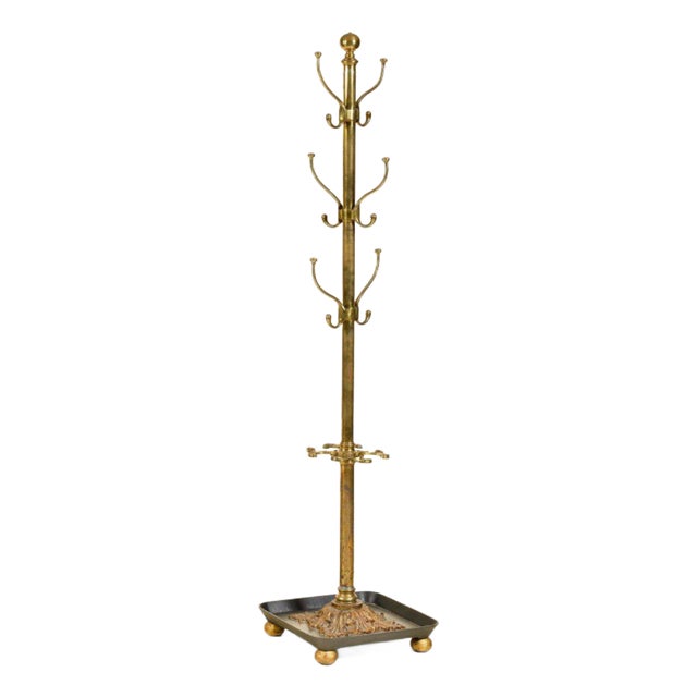 Art Nouveau Brass Coat Rack, 1890s For Sale