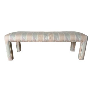 1980s Postmodern Parsons-Style Upholstered Bench For Sale
