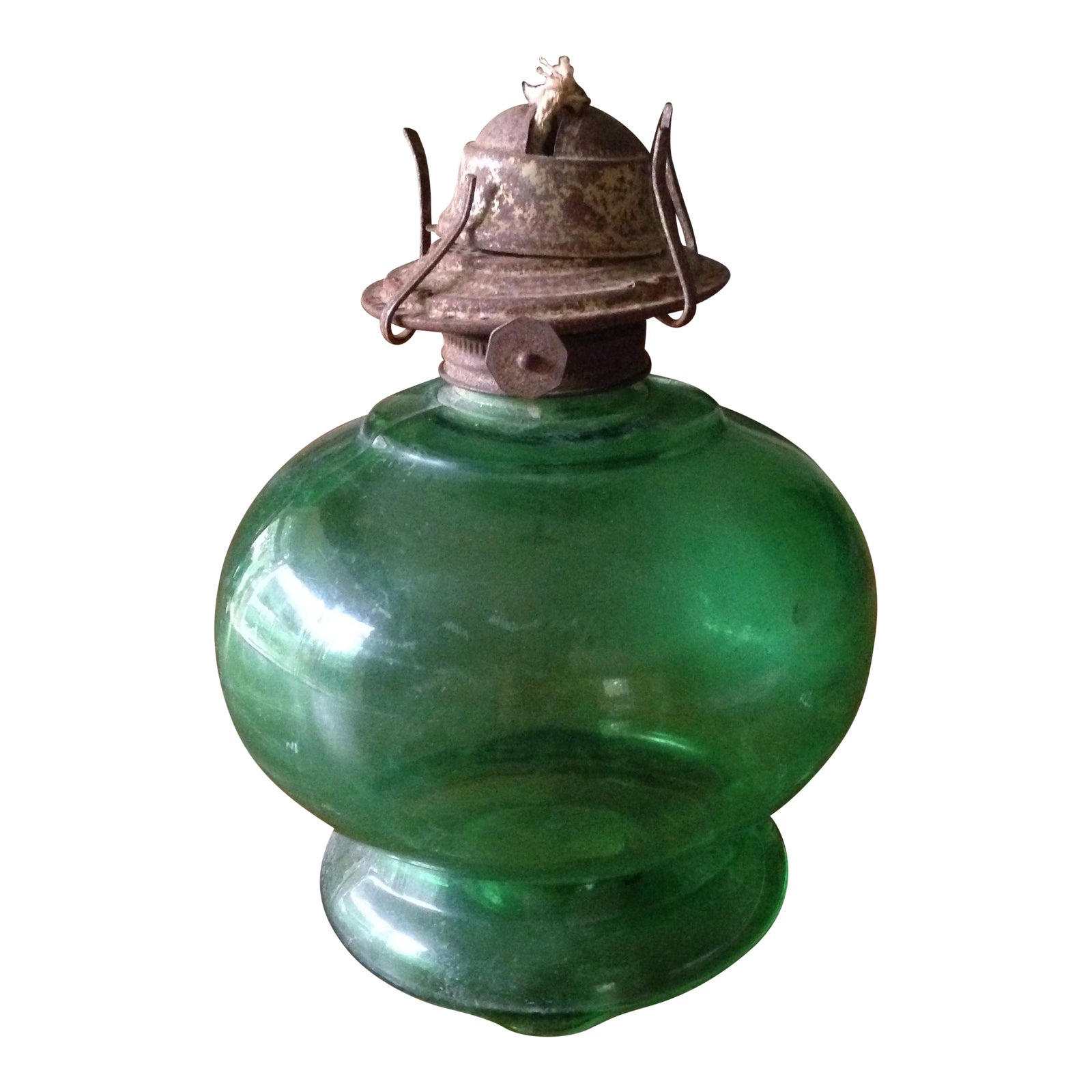 Vintage Green Glass Oil Lantern Chairish