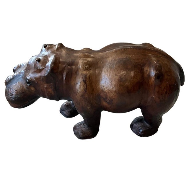 Mid 20th Century Vintage Leather Hippopotamus Sculpture For Sale In Los Angeles - Image 6 of 7