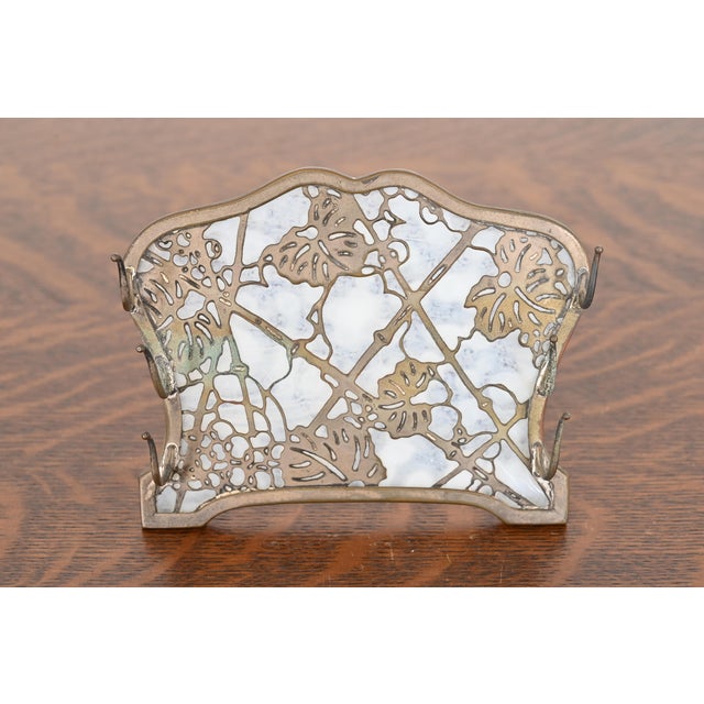 Tiffany Studios New York Grapevine Pattern Bronze Doré and Slag Glass ...