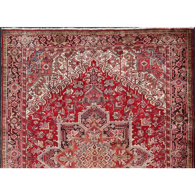 Vintage Persian Heriz Rug, rug PTA-21023, country of origin / type: Persian / Heriz, circa Mid-20th Century. This gorgeous...