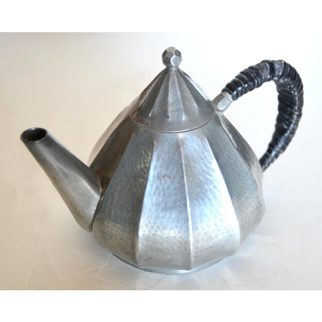 Art Deco French Alice & Eugene Chanal Pewter Coffee/Tea Service C1910 For Sale - Image 3 of 8