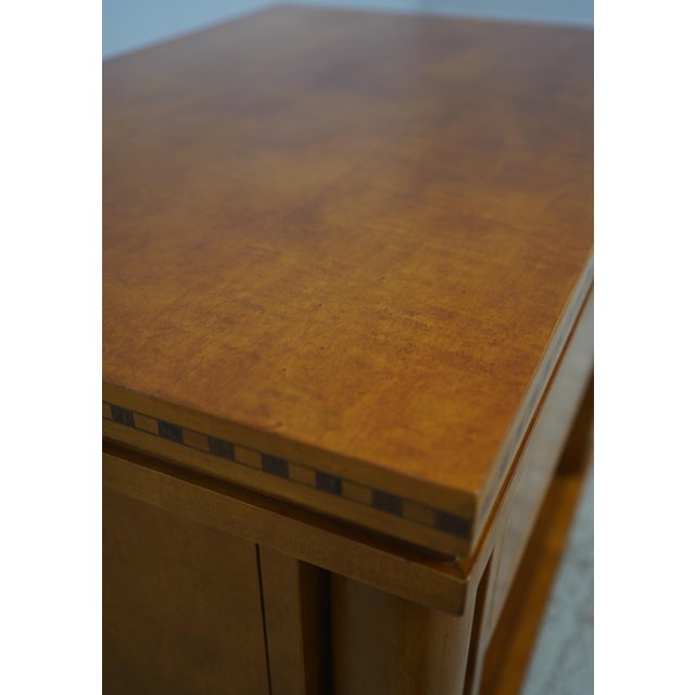 Pair Hickory White 1 Drawer Tiger Maple Inlaid Nightstands For Sale - Image 9 of 18