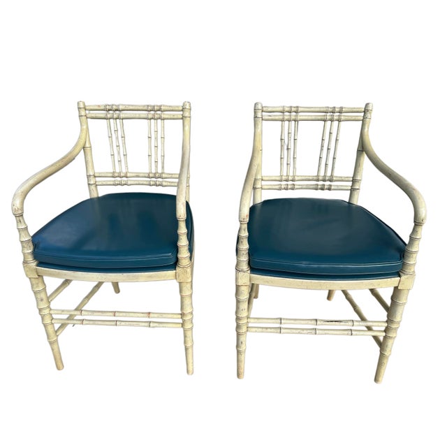 Pair of Vintage Kittinger Faux Bamboo Armchairs For Sale - Image 13 of 17