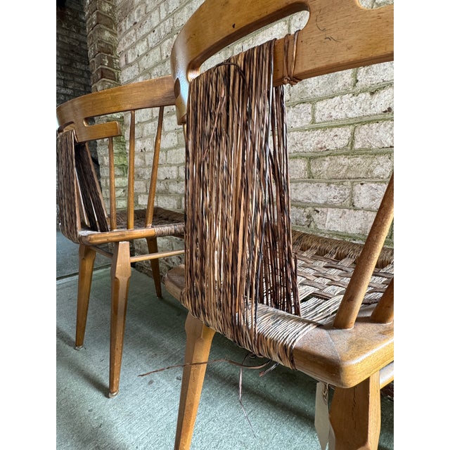 Pair of Vintage, Edmond Spence Rush and Mahogany Chairs, Mexico 1950s For Sale - Image 12 of 18