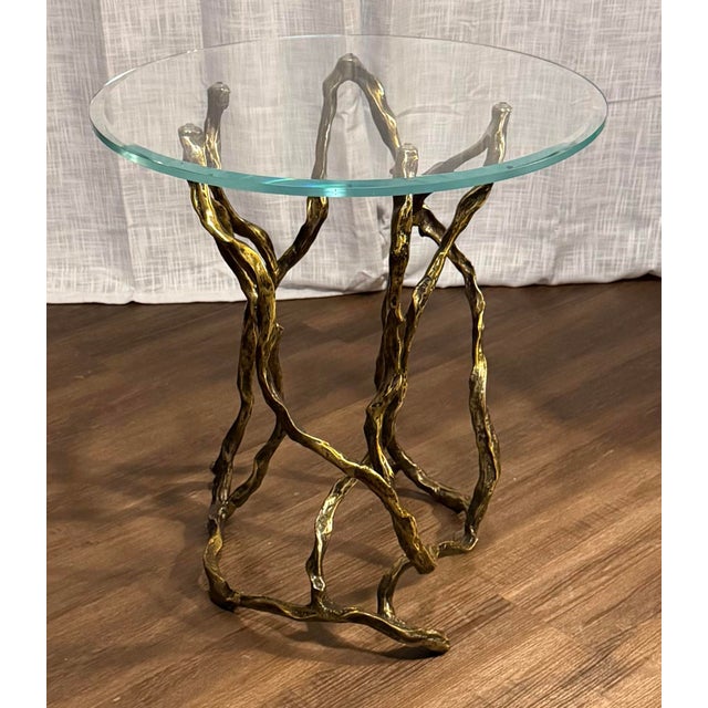 2020s Studio a by Global Views Twistwood Side Table-Antique Brass For Sale - Image 5 of 8