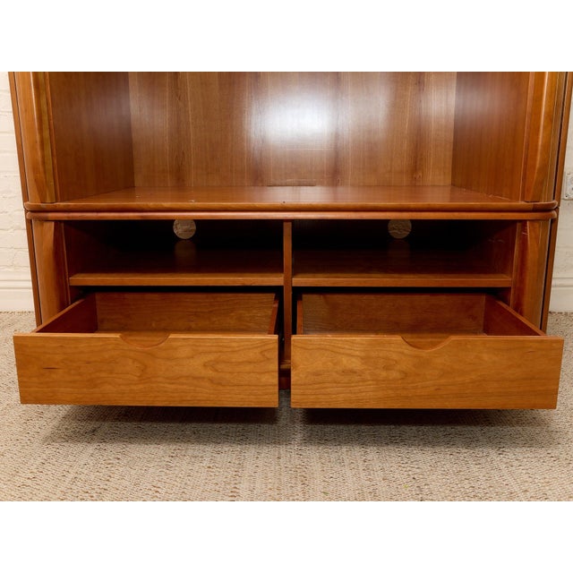 Mid 20th Century Vintage Mid-Century Modern Tambour Media Cabinet With Curved Wood Doors For Sale - Image 5 of 6