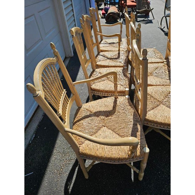 Vintage French Wheat-Sheaf Dining Chairs With Rush Seats - Set of 10 For Sale - Image 14 of 18