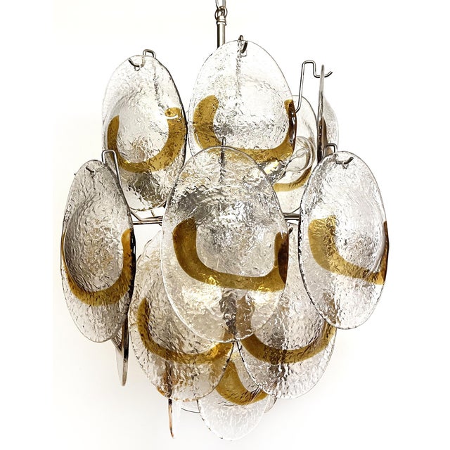 Vintage Italian Murano Chandelier with 24 Clear and Amber, 1980s For Sale - Image 15 of 15