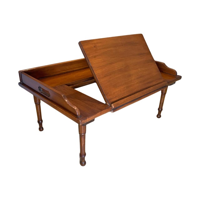 Antique English Mahogany Reading Breakfast Table with Gallery Sides Pierced Grip Handles and Turned Legs For Sale - Image 17 of 17