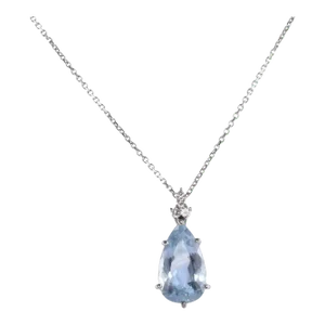 Early 21st Century Pear Aquamarine White Gold Pendant Necklace