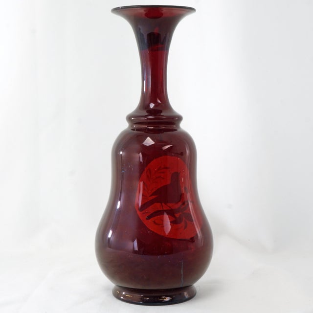 Victorian Bohemian Flashed Ruby Glass Vase 19th Century For Sale - Image 4 of 9