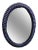 Solid Wood Braided Palm Beach Regency Custom Painted Navy Blue Gloss Oval Wall Mirror For Sale