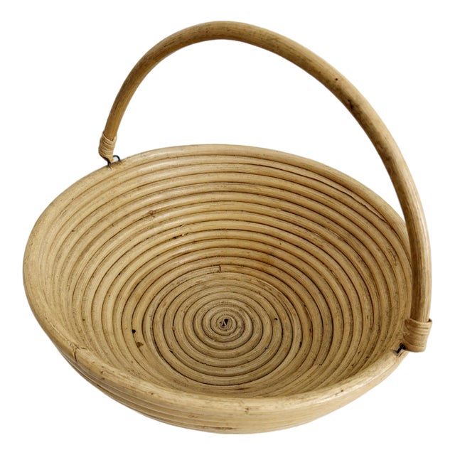 1960s Vivai Del Sud Style Coiled Basket With Handle, Italy For Sale