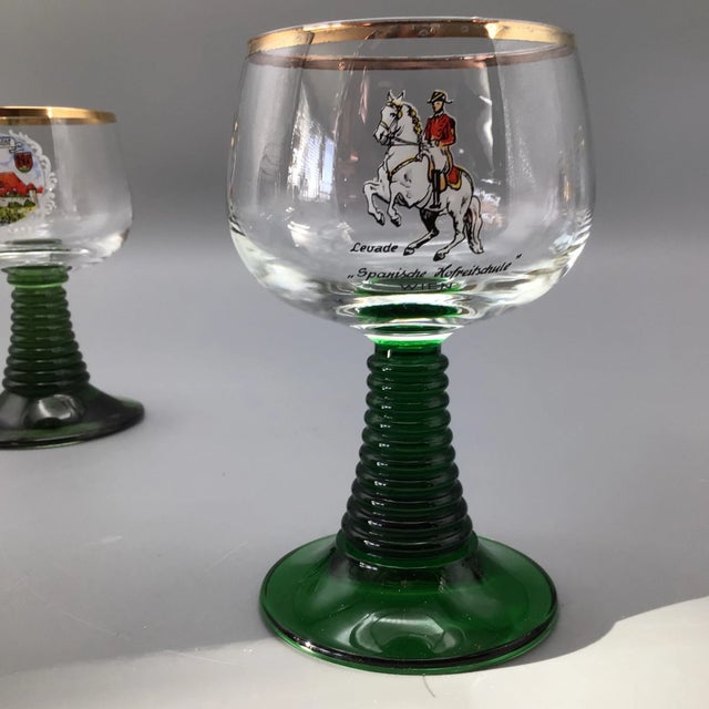 Emerald Green Beehive Stem German Souvenir Goblets-Set of 13 For Sale - Image 10 of 13