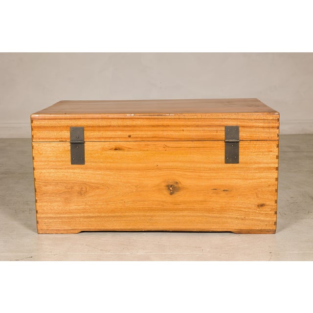 Vintage Chinese Pine Blanket Chest or Coffee Table with Brass Hardware For Sale - Image 9 of 18