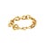 A late 20th-century 14k gold link bracelet. Crafted in Italy. Features interlocking circular links with alternating bright...