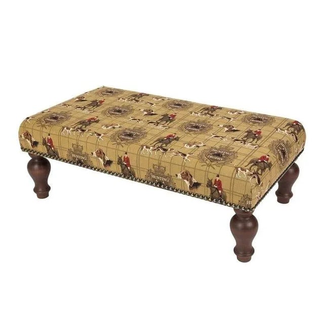English 00 English Traditional Style Hunting Trophy Pattern Large Stool For Sale - Image 3 of 3