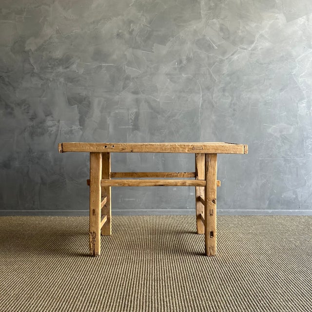 Vintage Elm Wood Coffee Table For Sale - Image 4 of 7