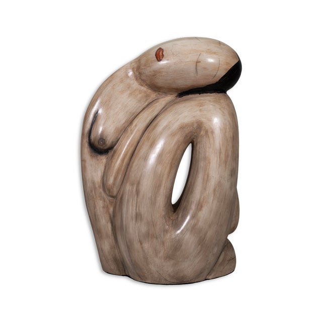 Abstract Vintage Large Ceramic Brancusi Style Nude Female Figure Ceramic Floor Sculpture For Sale - Image 3 of 6