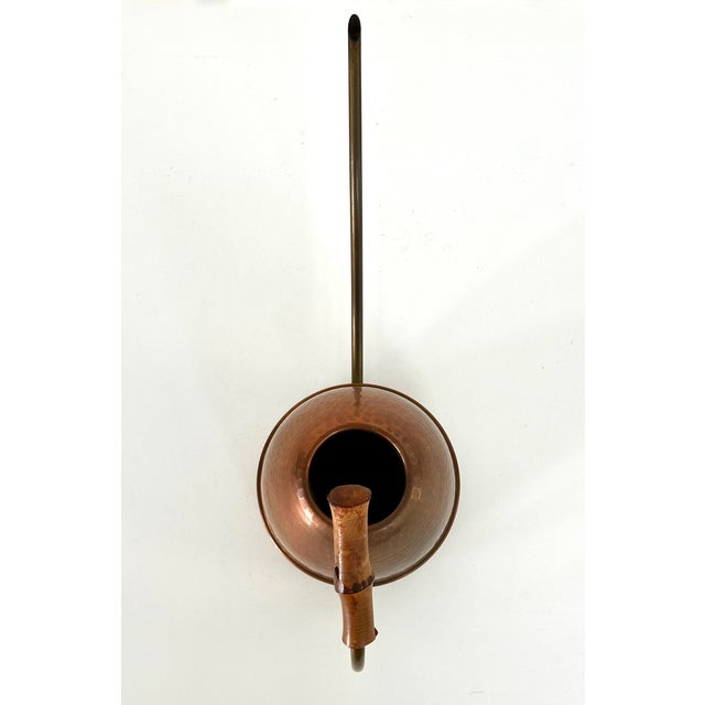 Mid Century Copper and Brass Watering Can With Bamboo Handle For Sale In Cincinnati - Image 6 of 16
