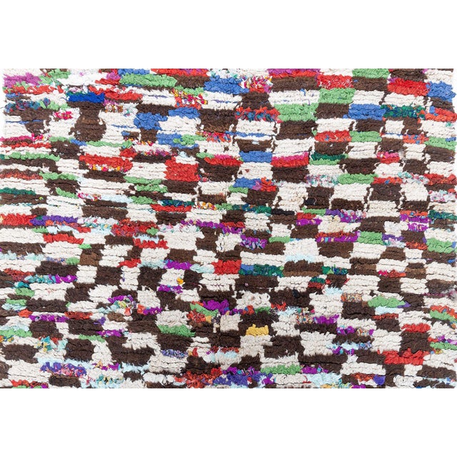 Vintage Moroccan Rug – Bold Abstract Checkerboard Composition Size: 4'4" × 8'10" (132 × 269 cm) This striking vintage...