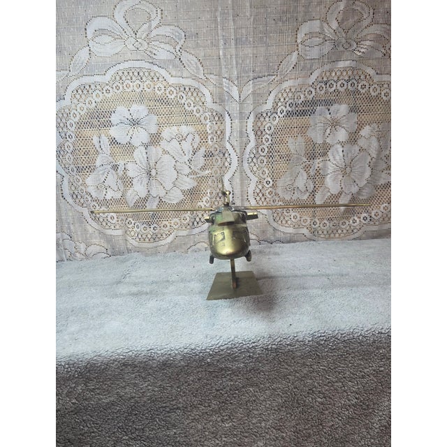 Sculpture Materials Mid-Century Modern Brutalist Style Solid Brass Military Helicopter Sculptures For Sale - Image 7 of 12