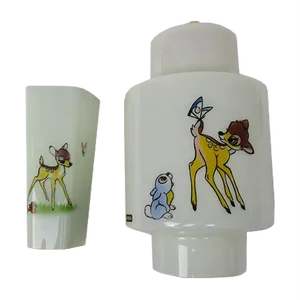 Vintage Glass & Brass Bambi Wall & Ceiling Lamp Set from Doria Leuchten, Set of 2