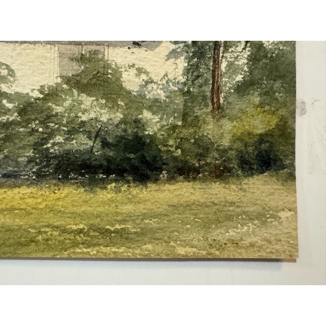 Late 19th Century Late 19th Century Attributed to Frank Henry Mason Country House Garden Original Watercolor For Sale - Image 5 of 7