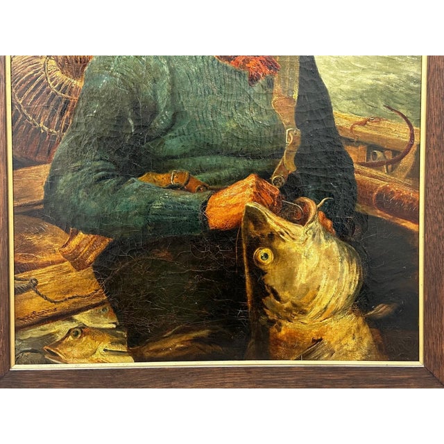 British Maritime 19th Century Oil Painting Cornish Fisherman With Catch by Richard Harry Carter For Sale - Image 4 of 17