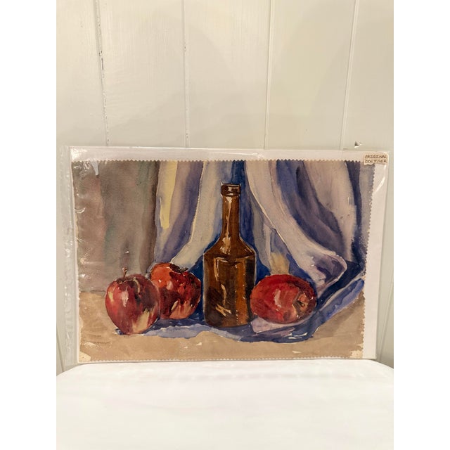 Plastic 1950s Set of 4 - Original Watercolor Still-Life Paintings by Mabel Boettger For Sale - Image 7 of 12