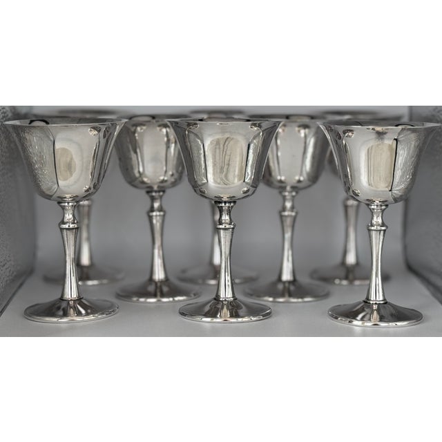 Made in Italy El De Uberti Mid-Century Silver Plated Goblets - Set of 8 For Sale - Image 9 of 17