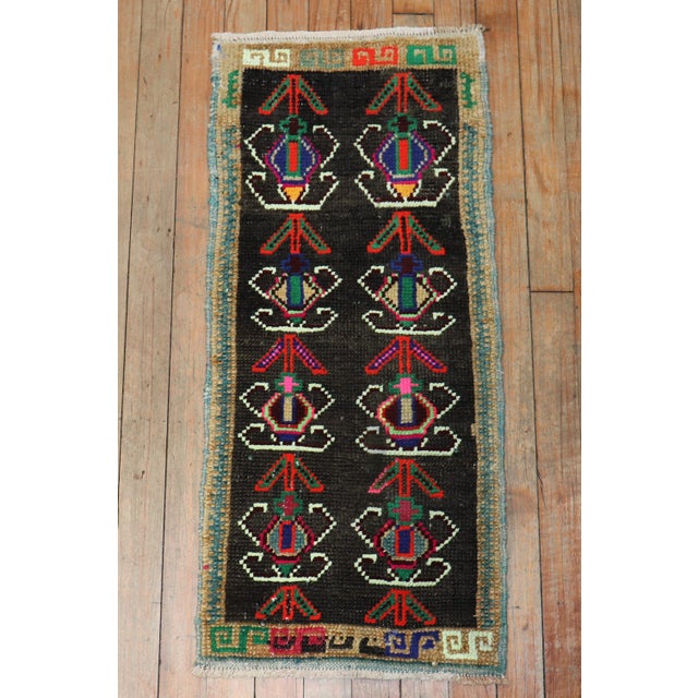 Rustic Vintage Zabihi Collection Anatolian Turkish Mini Rug - 1'3" x 2'9" For Sale - Image 3 of 6
