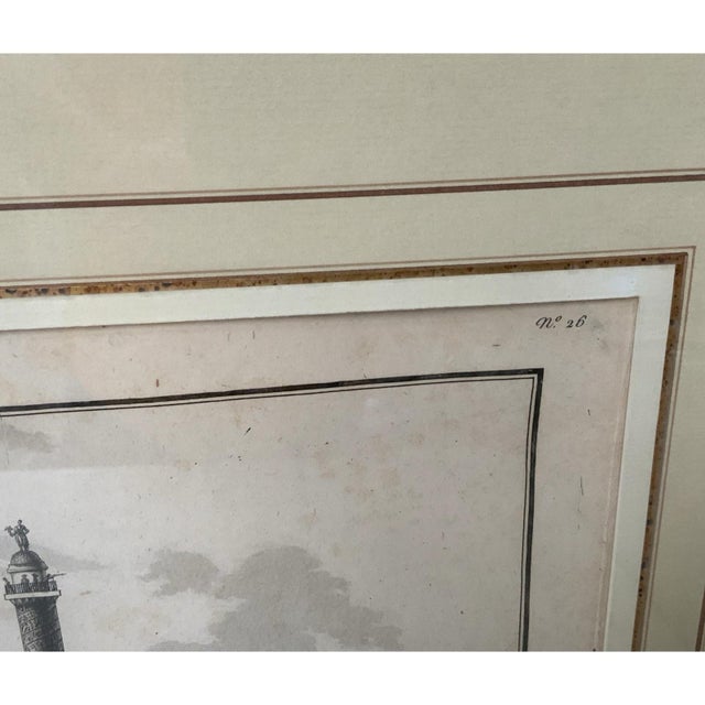 Pair of 19th C. French Architectural Engravings of Place Vendôme Custom Framed by J. Pocker &amp; Son, NYC. Each Frame...