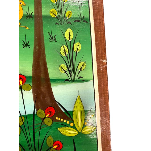Mid 20th Century Arturo Alcala Mexican Folk Art Painting – Landscape With Birds, Owls, Elephants For Sale - Image 14 of 15