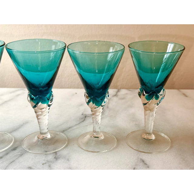 Glass 1960s Empoli Art Glass Cordial Glasses- Set of 6 For Sale - Image 7 of 7