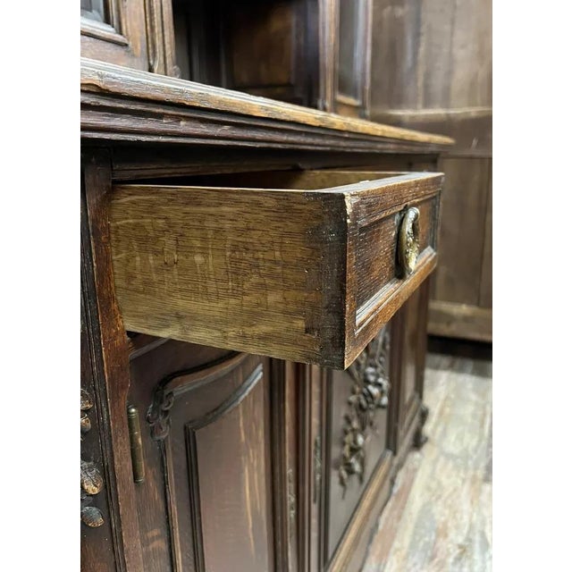 Antique Louis XV Style Oak Bookcase, 1880 For Sale - Image 4 of 8