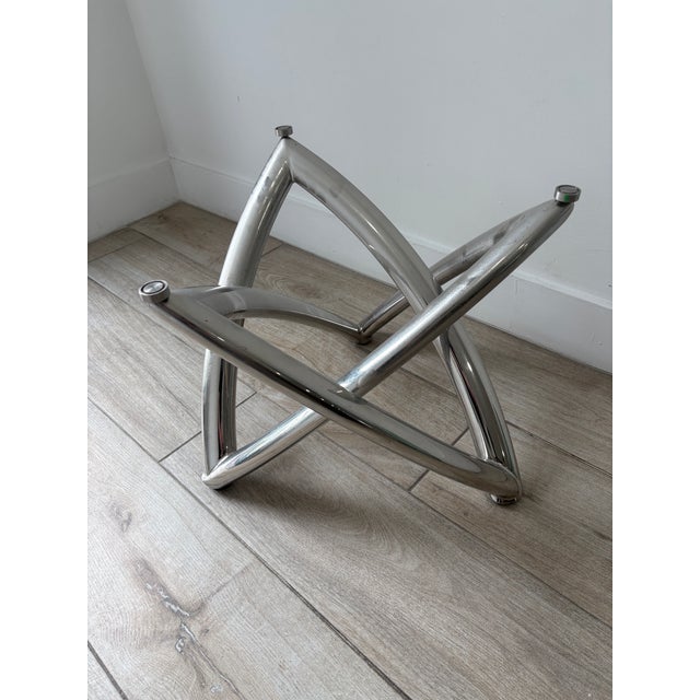 1980s Chrome and Glass Drinks Table For Sale In Miami - Image 6 of 10