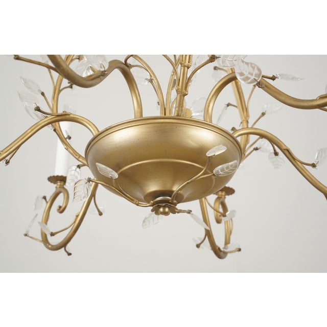 Gold Bagues Style Gold Finish Foliate Glass Chandelier For Sale - Image 8 of 12