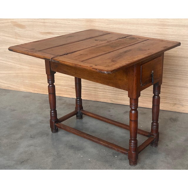 Summer Side Folding Oak Table with Square Top, 1940s For Sale In Miami - Image 6 of 18