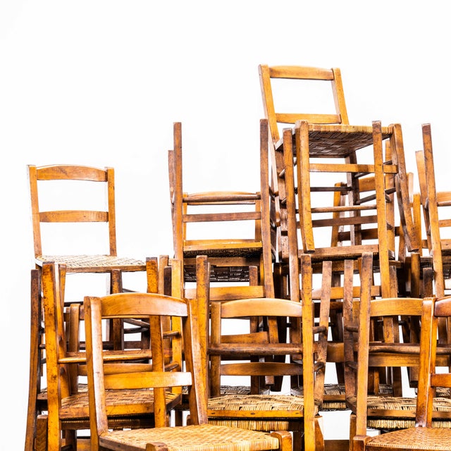 French Farmhouse Dining Chairs with Woven Seats, 1950s, Set of 4 For Sale - Image 6 of 11