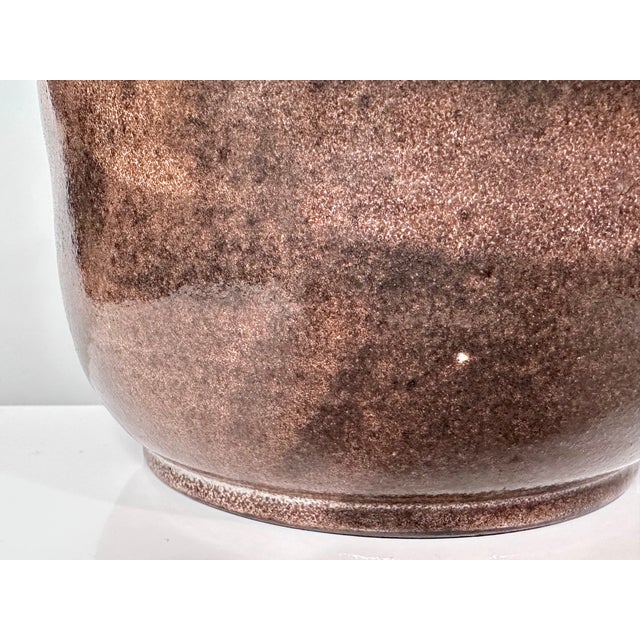 Hand-Thrown Ceramic Art Planter with Organic Line Rim Decoration by Helma Klett, Germany, 1970s For Sale - Image 10 of 15