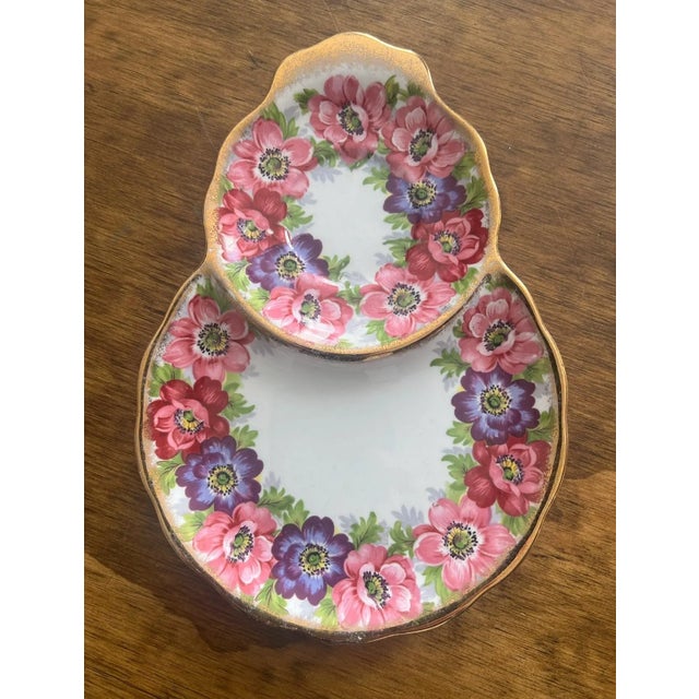 Vintage English Bone China Floral Tennis Set /Snack Set - 16 pcs For Sale - Image 16 of 18