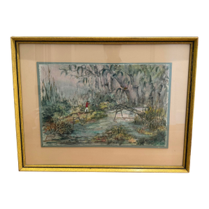 Framed Vintage Watercolor Painting