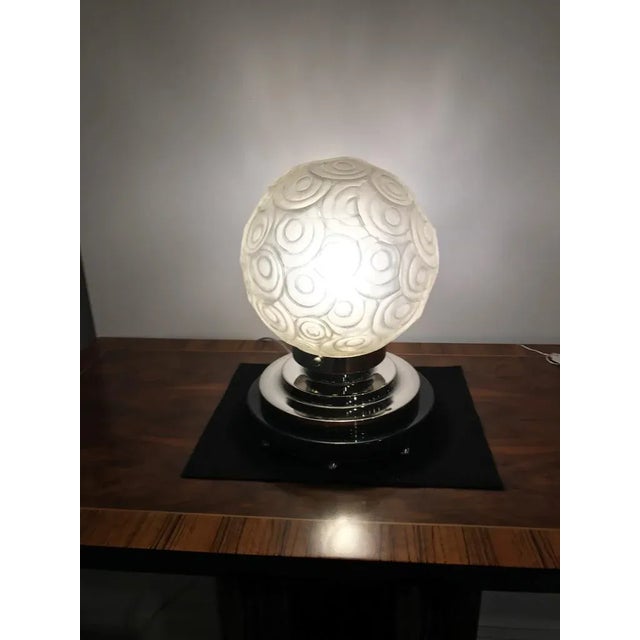 French Art Deco Table Lamp by Sabino With Geometric Motif For Sale - Image 10 of 10
