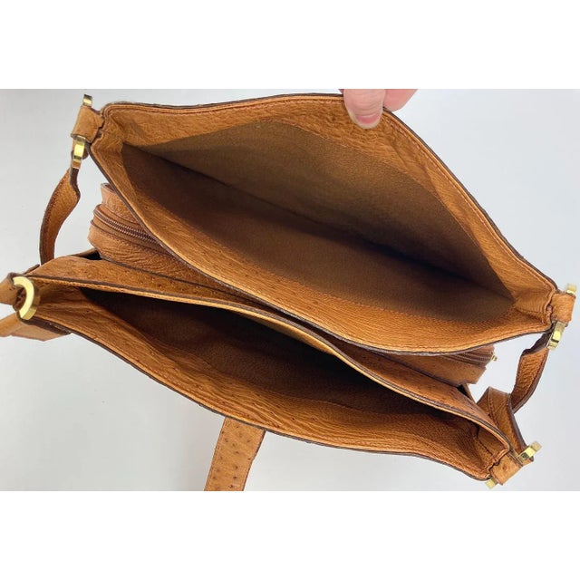 Vintage Mark Cross Tan Ostrich Handbag c1960s For Sale - Image 10 of 12