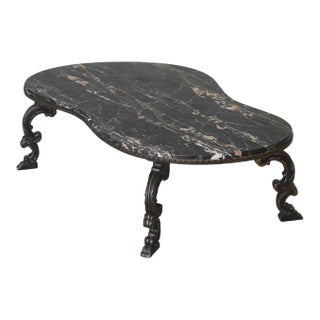 Italian Nero Portoro Marble Biomorphic Table For Sale