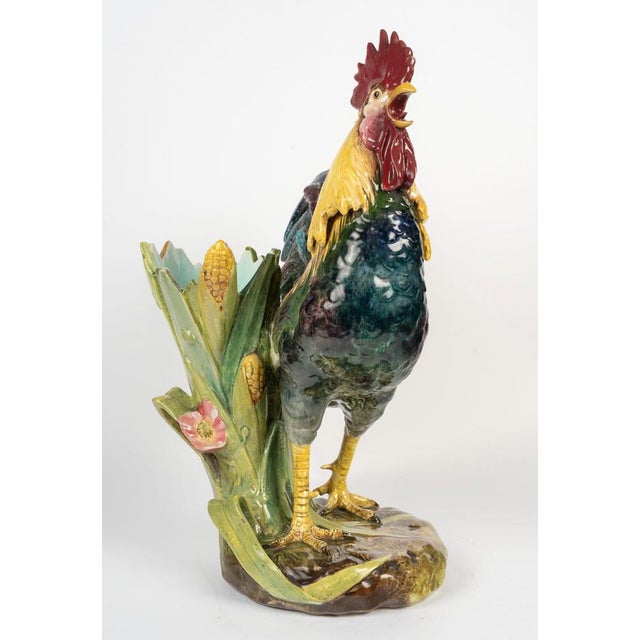 Ceramic rooster sculpture by delphin massier, 20th century. ceramic sculpture by delphin massier depicting a rooster, 20th...